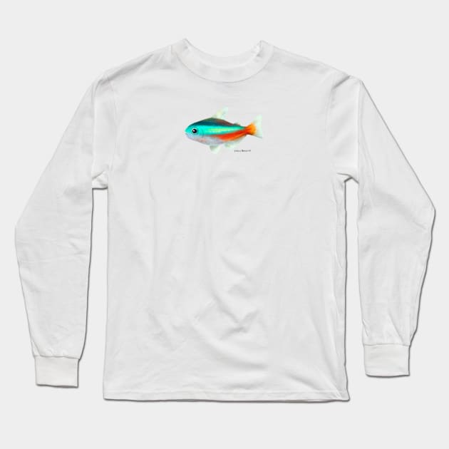 Neon Tetra Fish Long Sleeve T-Shirt by julianamotzko